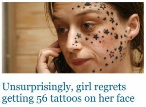 Teen regrets tattoo stars